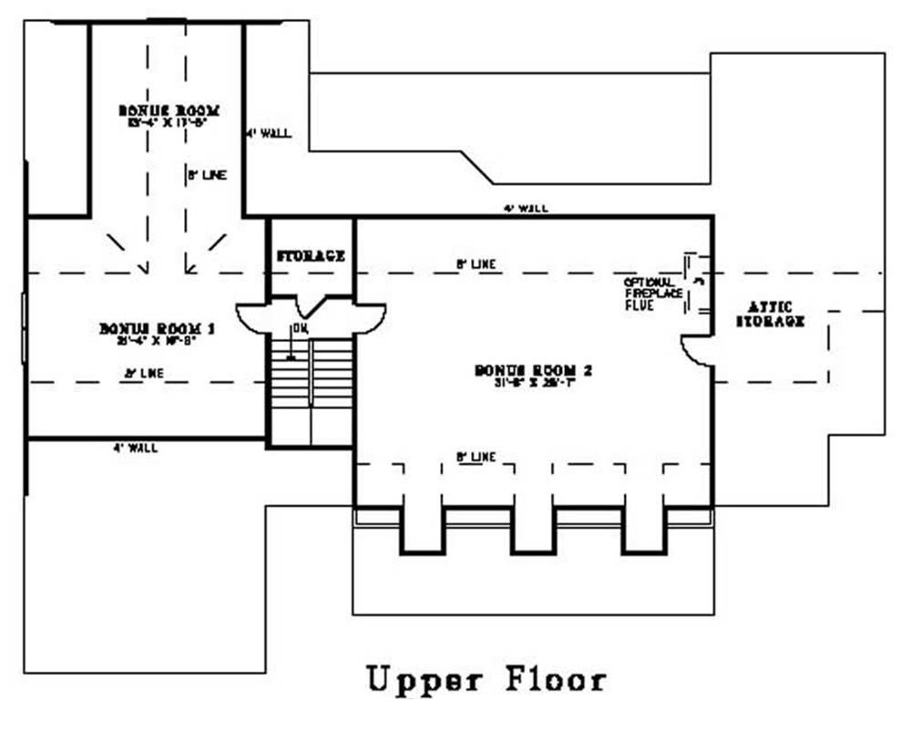 Floor Plan Second Story of Country Plan #153-1684